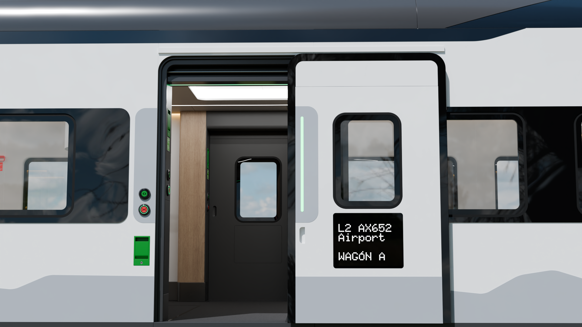 Open door with a view of the vestibule area
