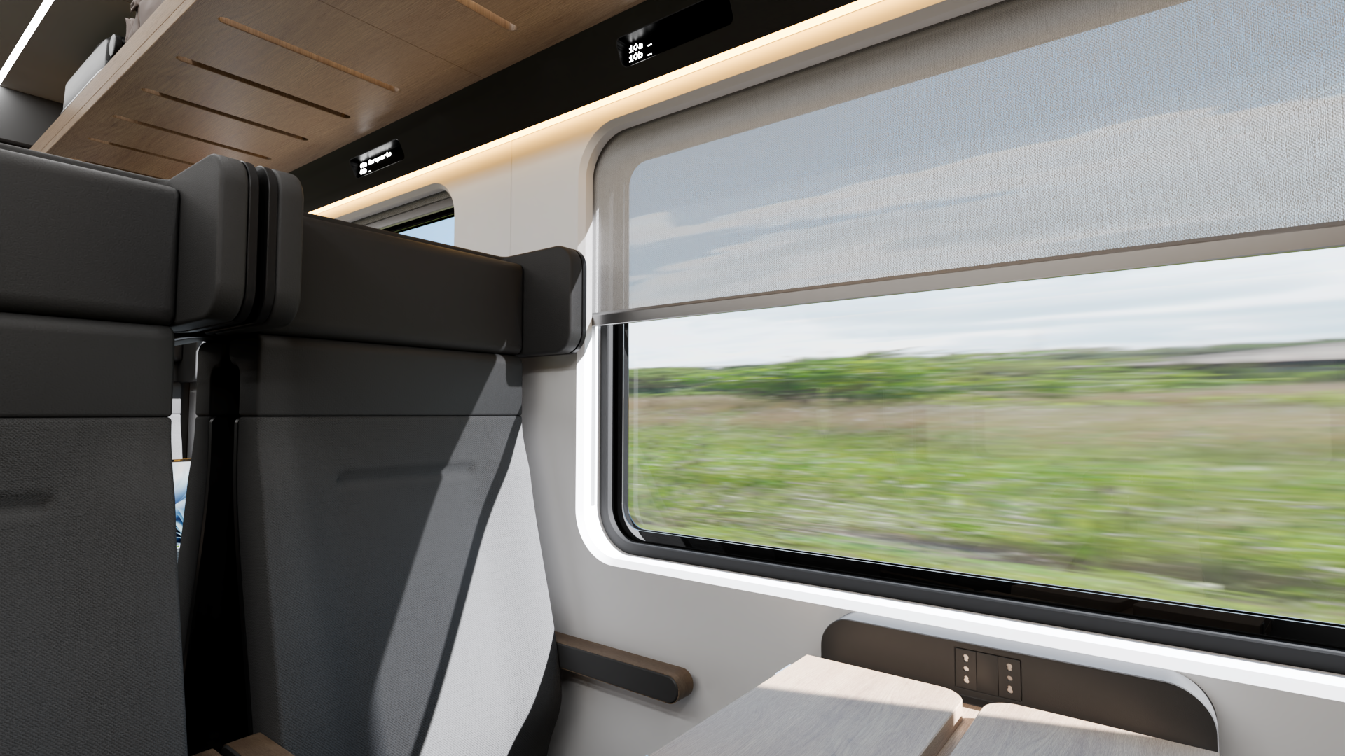Studio class seat with window view