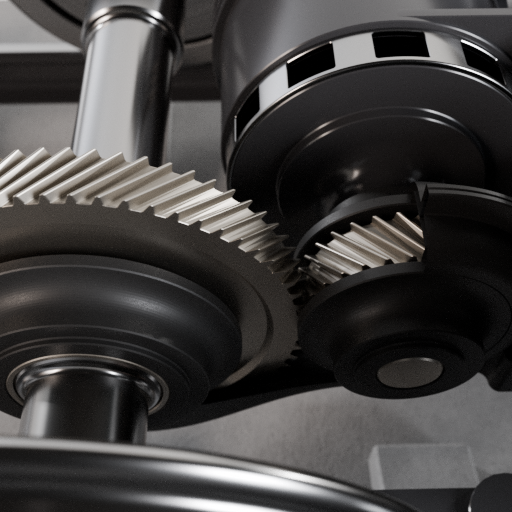 Explosion render of gerabox transmission